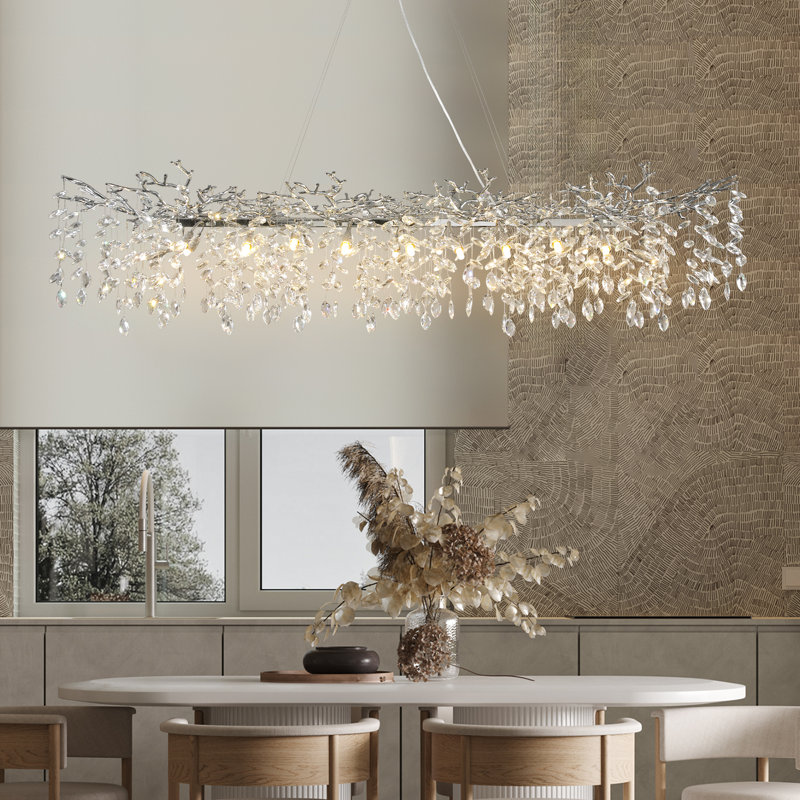 Lustre moderne en forme de goutte de cristal K9, Argent, 20, H 17 po x l 25 po x P 71 po