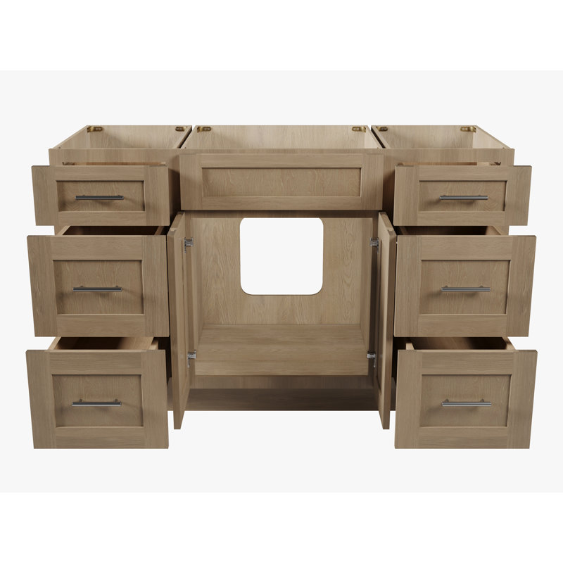 Disar 54'''' Single Bathroom Vanity With Drawer Base Only, Natural Oak