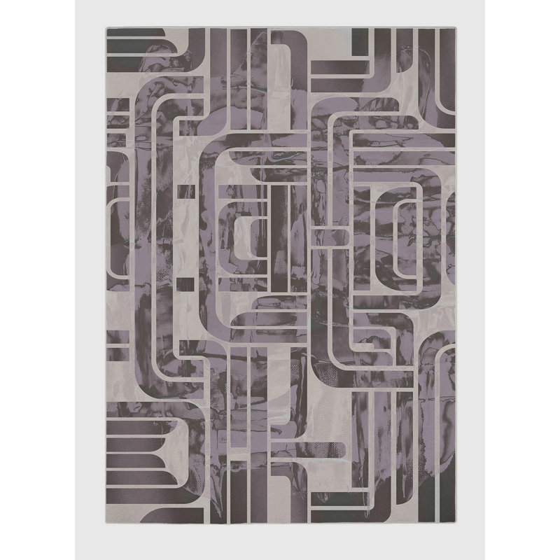 Tapis abstrait en polyester / chenille tissé à la machine Pacey, Rectangle 2 pi x 3 pi