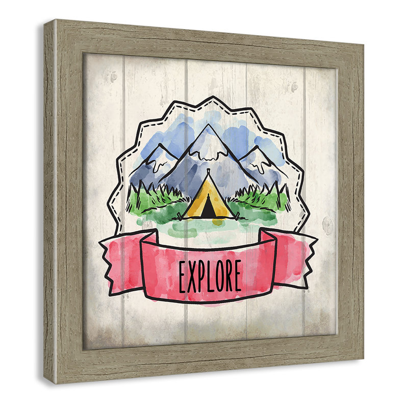 «Adventure is out There 2», art encadré, Encadré plat de bois de grange gris, H 12 po x l 12 po x P 0,6 po