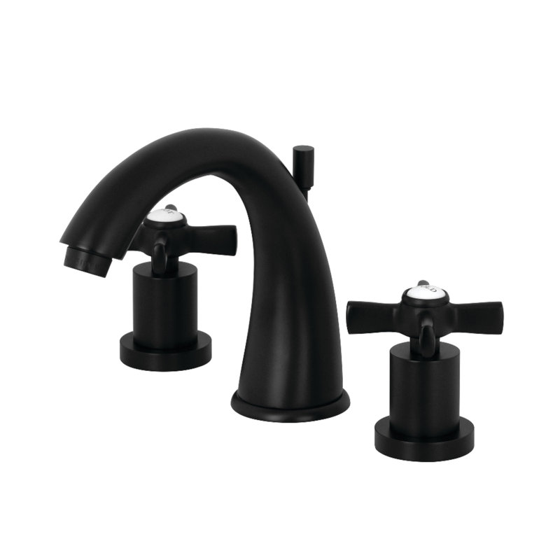 Kingston Brass Millennium Two-Handle 3-Hole Deck Mount Widespread Bathroom Faucet with Brass Pop-Up Drain