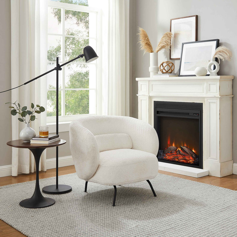 Jura 78Cm Wide Lounge Chair, Cream White Boucle