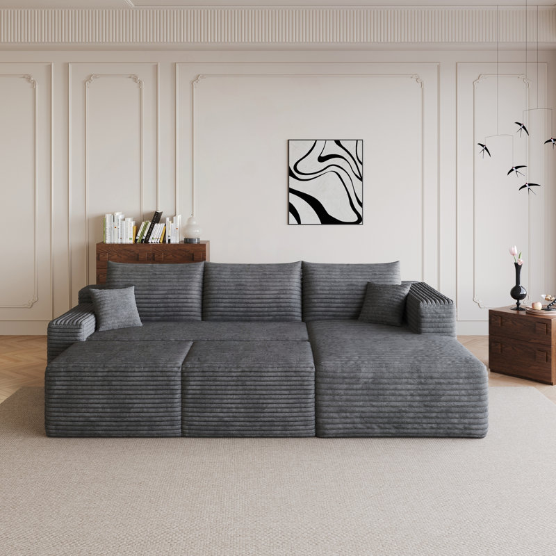 Canapé modulaire 95 "avec 2 repose-pieds Cloud, Gris