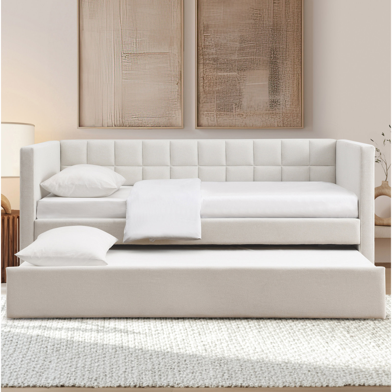 Ardsley Upholstered Daybed with Trundle - Twin, Ivory