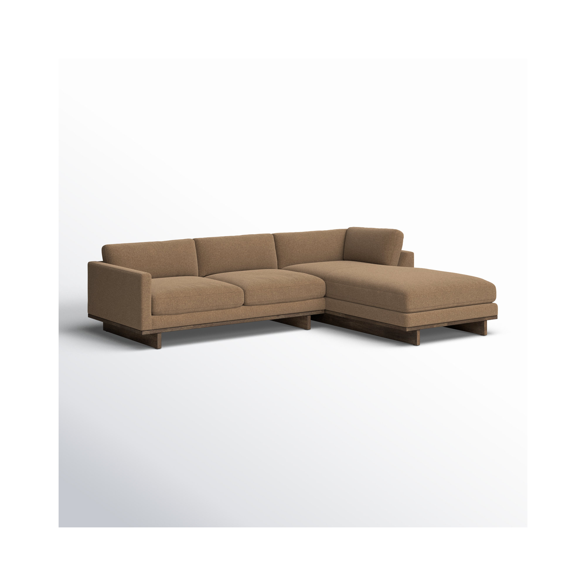 Menades Upholstered Chaise L-Sectional, Right Hand Facing, 32" H x 125" W x 70" D, Antwerp Cafe Linen Blend