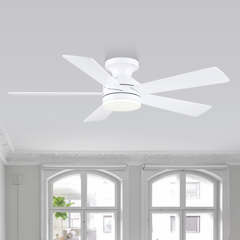 46" Low Profile Ceiling Fan Light With Remote/app Control, White