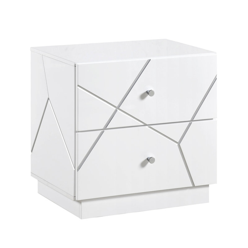 Ensemble de meubles de chambre à coucher glamour à 2 tiroirs avec motif géométrique