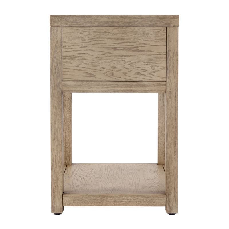 Nora 21 in. W Wood 1 Drawer Small Nightstand with Shelf, Light Oak