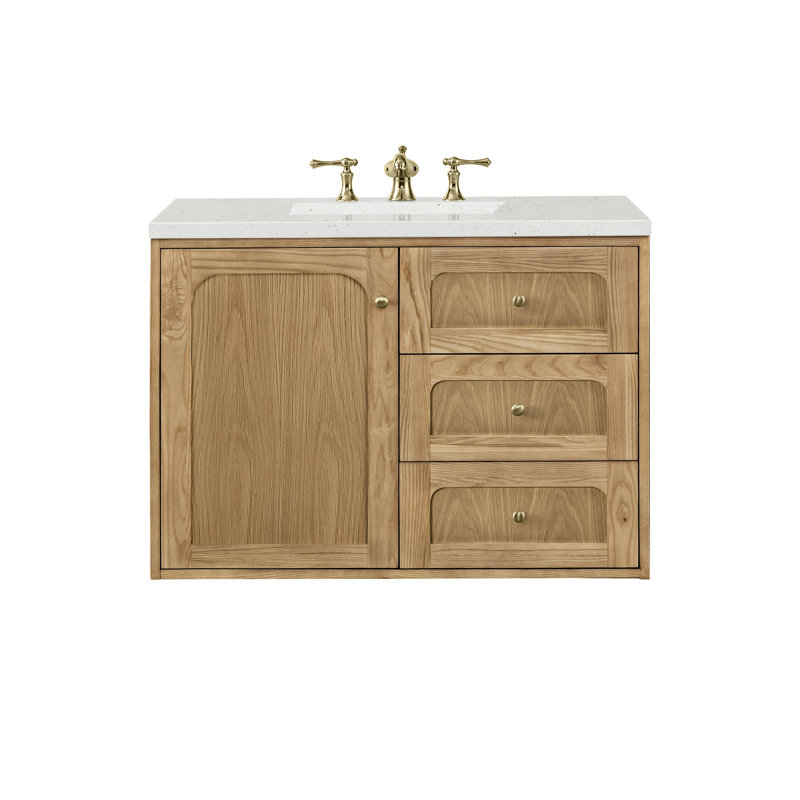 Laurent 36'' W Single Vanity, White Zeus, 8" Widespread, Light Natural Oak