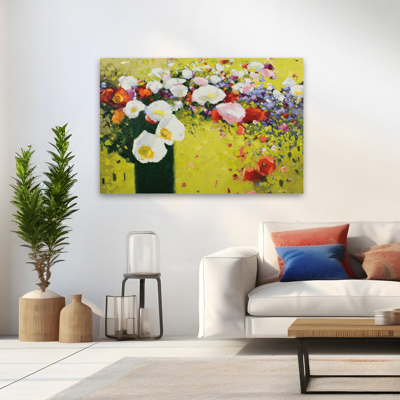 Fleurs abstraites - Coquelicots en pleine nature, H 32 po x l 48 po