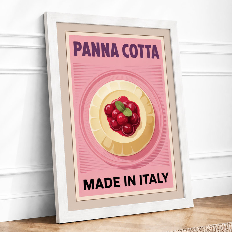 Panna Cotta Made in Italy Minimalist - Framed Print, A2 - 59.4 x 42.0 cm, White