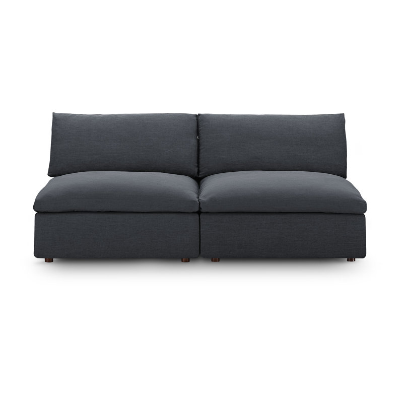Causeuse modulaire sans accoudoirs 2 pièces Commix, Polyester gris
