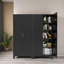Armoire de rangement en acier 71 po avec 2 portes profilées et tablettes réglables, rangement multifonctionnel pour la chambre à coucher, le salon et la cuisine-880424783