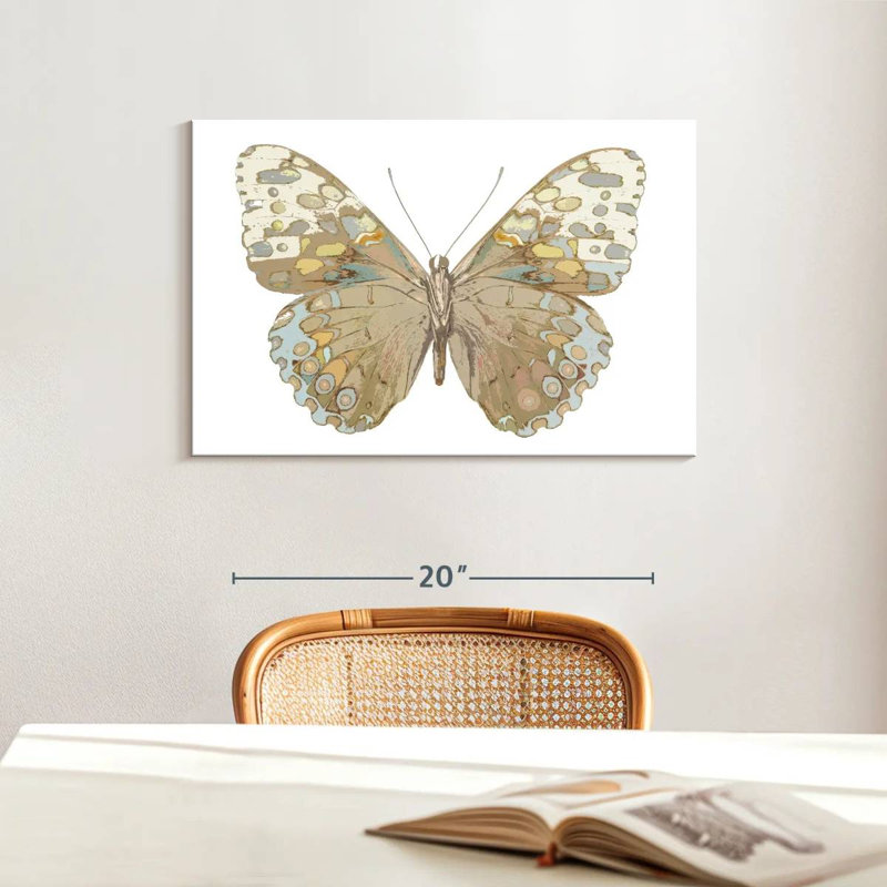 Papillon Brampt en taupe et bleu, H 16 po x l 24 po