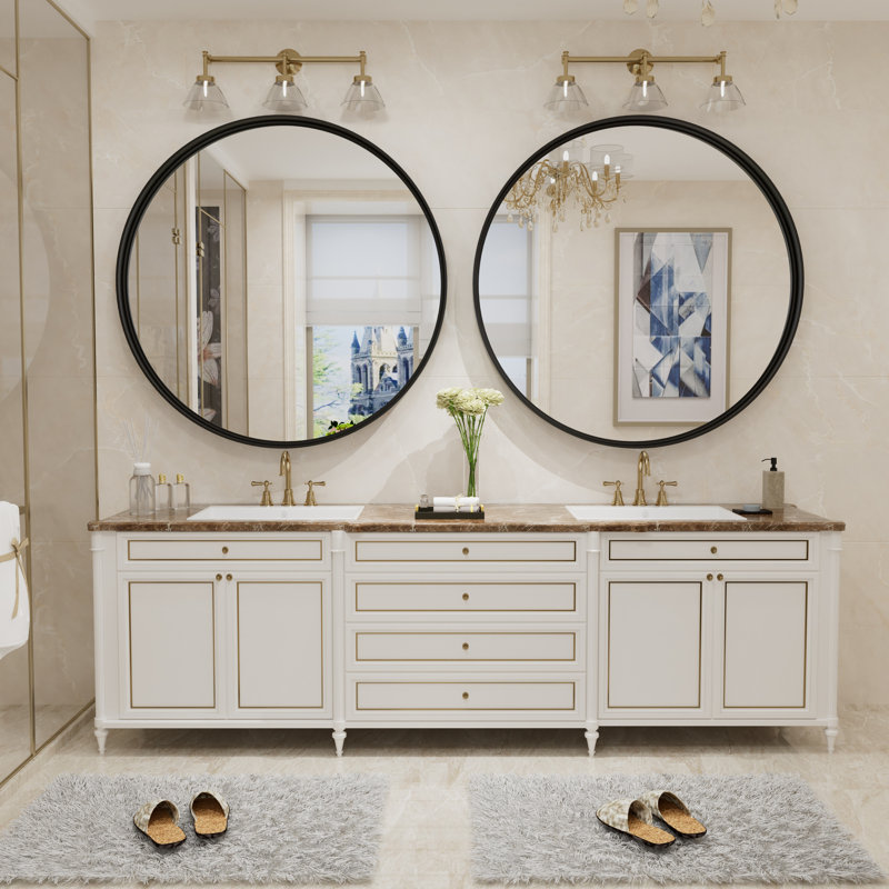 Miroir mural Aevar, 48 po x 48 po, Noir mat