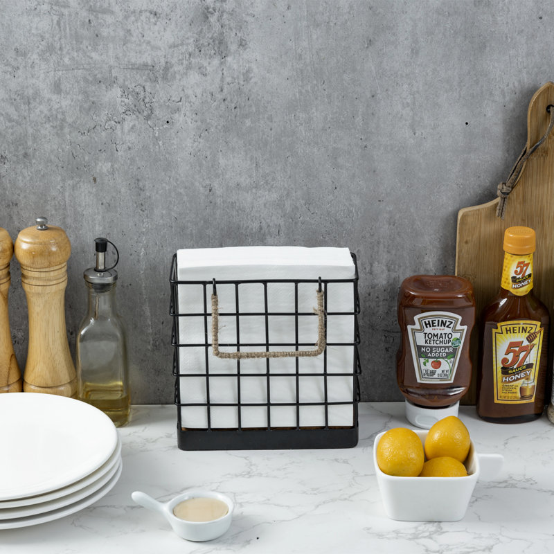 Metal and Wood Napkin Holder