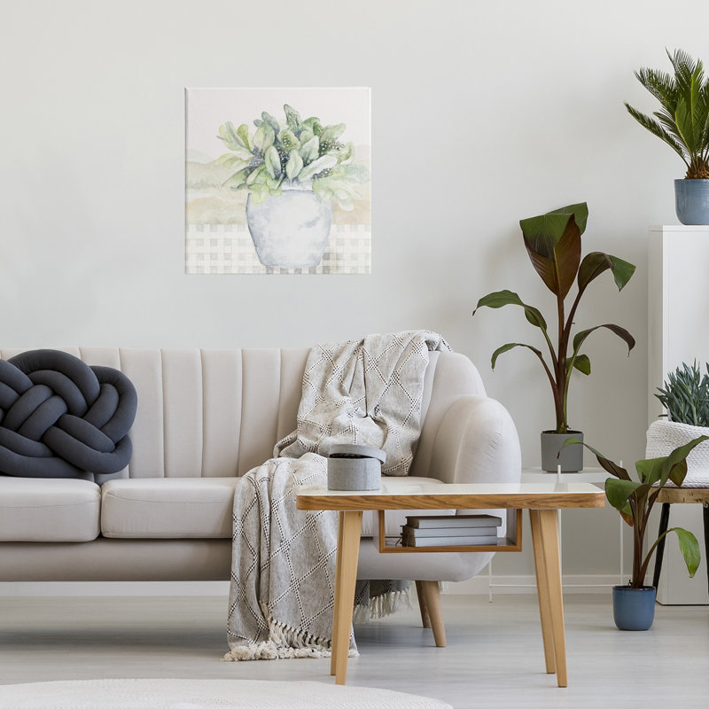 Toile d'arrangement d'herbes en pot, design par Janice Gaynor, H 17 po x l 17 po