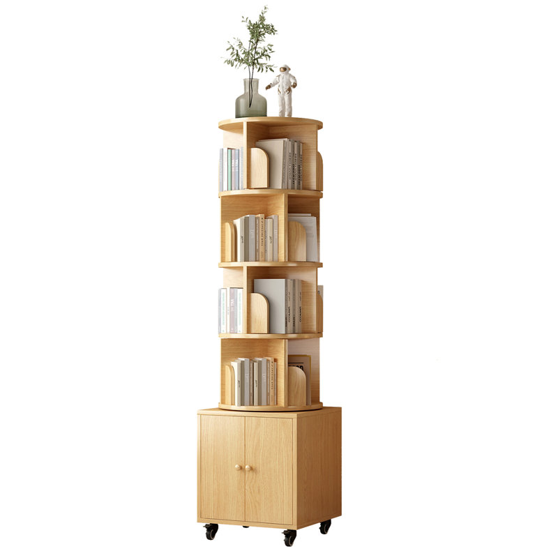 Bibliothèque rotative, Naturel, (5 tablettes) H 68,89 po x l 18,11 po x P 18,11 po