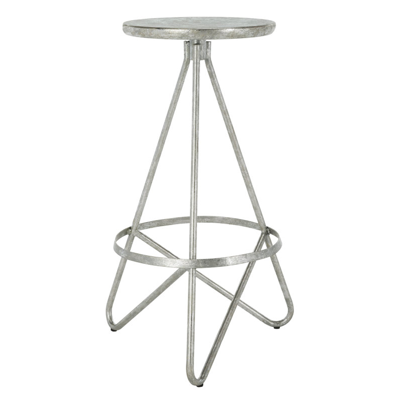 Artemis Counter Stool with Metal Frame, Silver Leaf