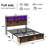 Bookcase Storage Bed, Bed Frame with Headboard and Sliding Barn Door Storage Cubbies-730193233