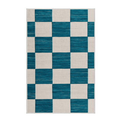 Machine Washable Checkered Beige Area Rug