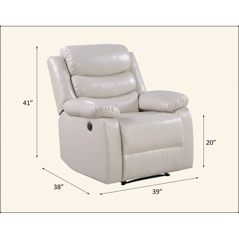 Fauteuil inclinable électrique en cuir synthétique, Beige