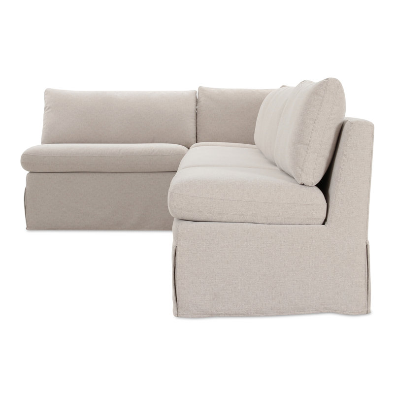Fable Slipcover Dining Banquette U-Shape Beige 121In, L-Shape, 31.75" H x 125.5" W x 67.5" D