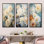 «Beige Mums In Bouquet Bliss» - ensemble de salon mural 3 mamans