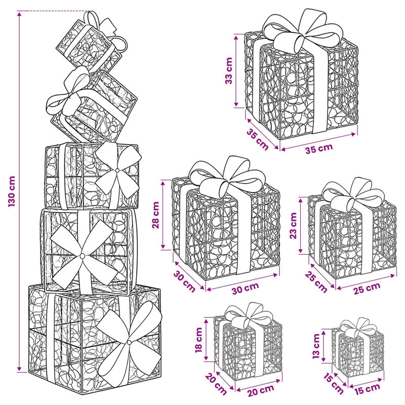 Gift Box Christmas Decoration Lighted Christmas Boxes, Multicolour