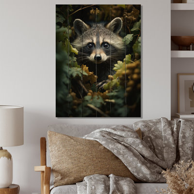 Curious Raccoon Collage VI sur bois