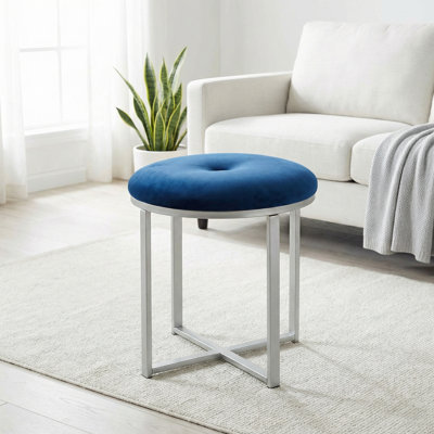 Cortesi Home Samiya Round Ottoman, Navy by Cortesi Home