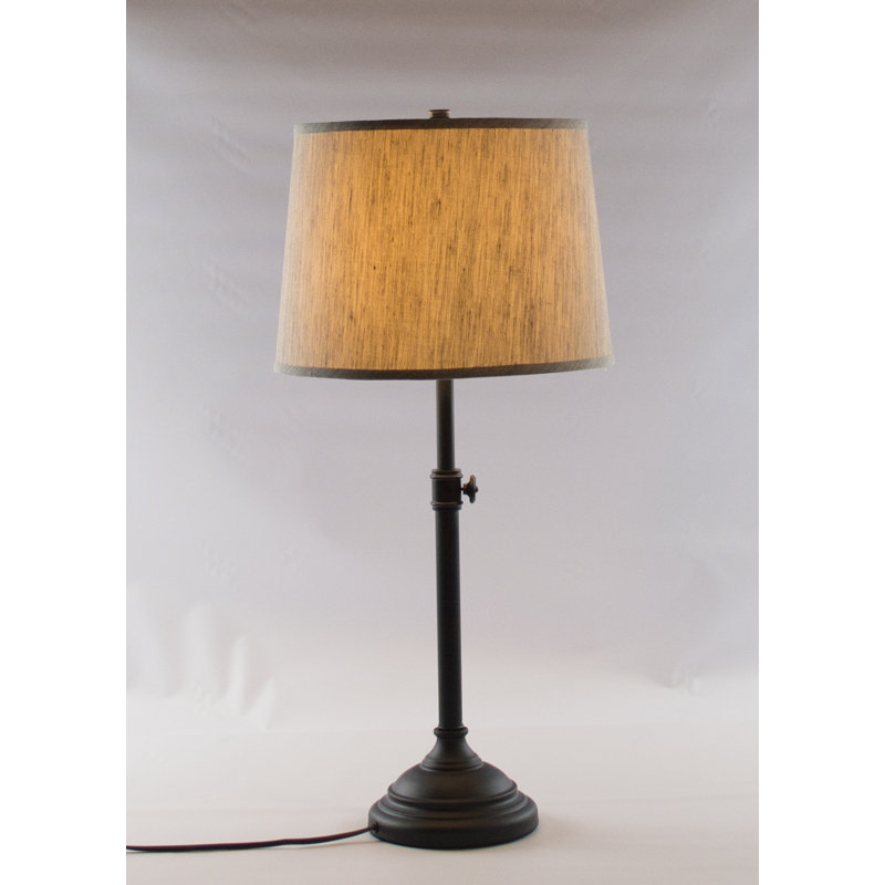 Caitlynne Metal Table Lamp, Gray Linen, Black