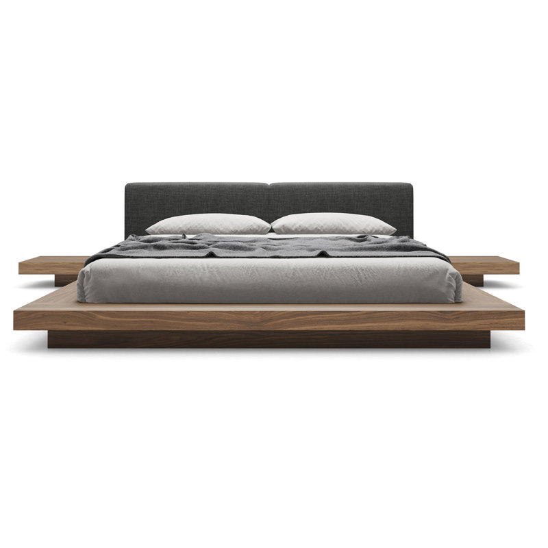 Upholstered Bed, Wenge/White Leather, King