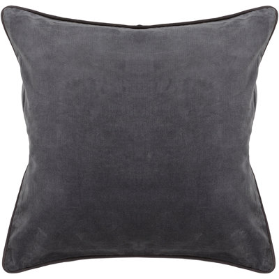 Velvet Throw Pillow Accent Pillow Authentic Handmade Square Polyester Fill Gray Solid Removable Cover With Gray Cotton Back