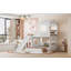 Lit superposé simple en bois sur lit double, lit mezzanine avec maisonnette, maison de campagne, échelle, glissade et garde-corps-569343889