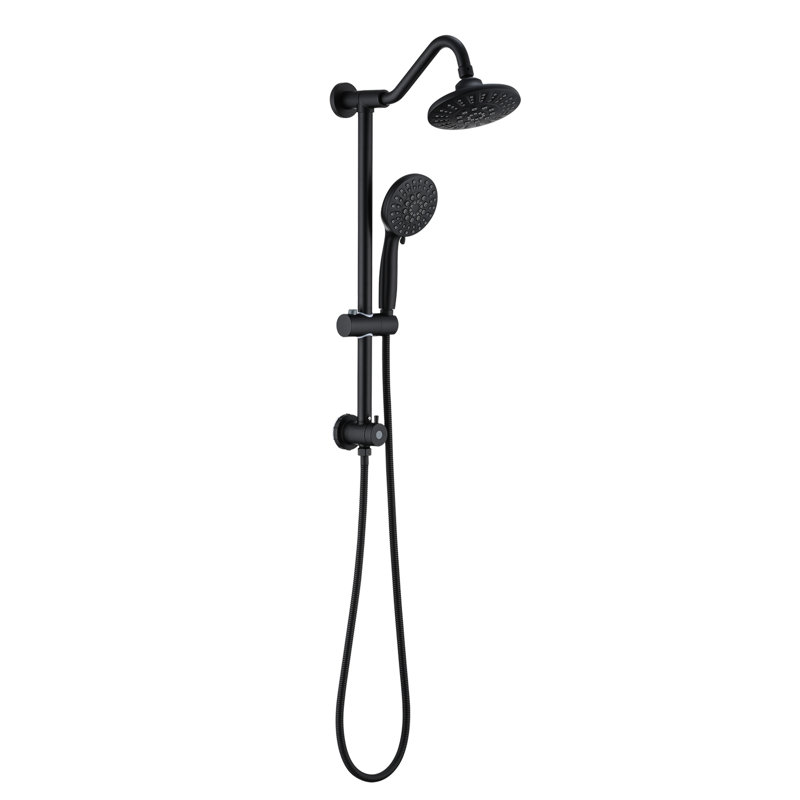 6 Inch Rain Shower Head And Handheld , Matte Black, 2.5 Gpm, Adjustable Water Flow, Corrosion , Modern Design Black Finish, Slide Bar, Elegant Bathroom Feature