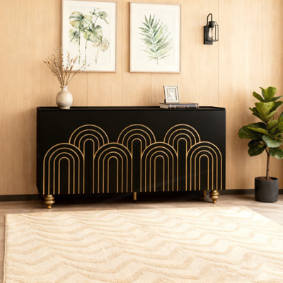 Modern Fluted Sideboard Buffet with Storage