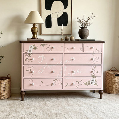 Buffet artistique en bois peint