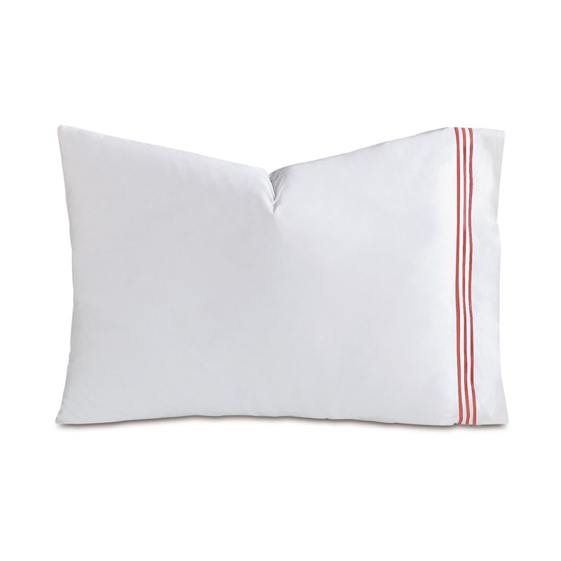 Tessa Egyptian Cotton Pillowcase, King Pillowcase, White/Scarlet
