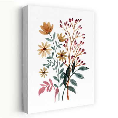 Aquarelle, fleurs d'automne, fleurs d'automne rustiques délicates