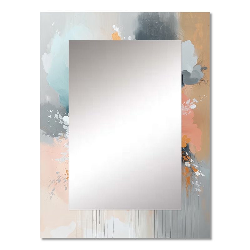 «White Brushstroke», peinture abstraite florale II - miroir mural blanc, 32 po x 24 po