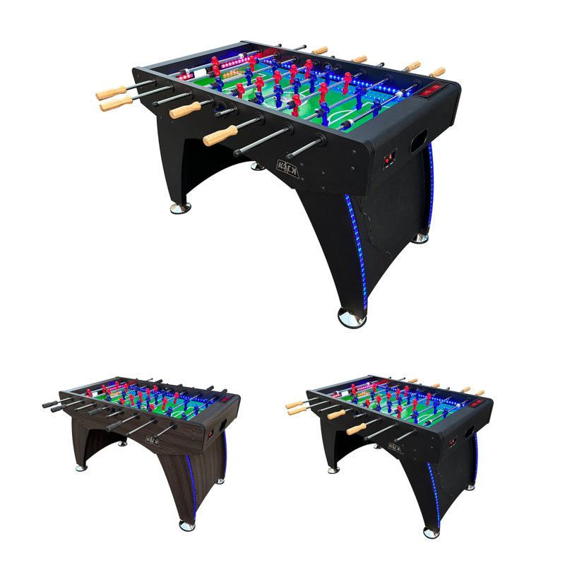 55" Black Stainless Steel Foosball Table with LED Lights