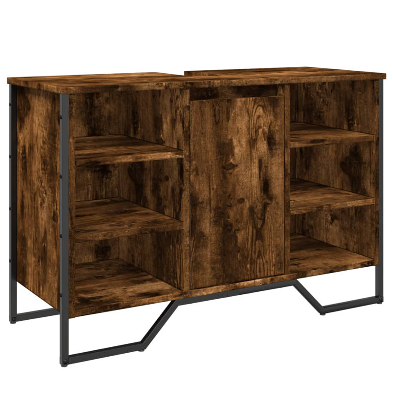 9-5 Bathroom Sink Cabinet 91x35x60 cm Engineered Wood, Smoked oak