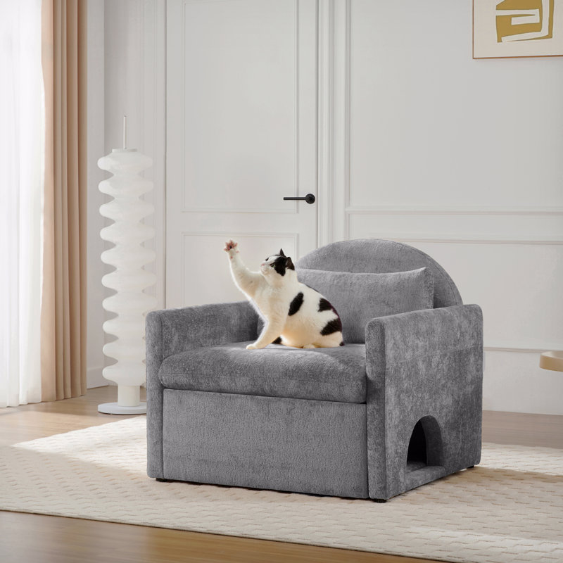 Fauteuil d'appoint simple en chenille de style moderne, Gris