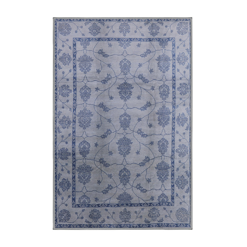 Tapis oriental bleu / ivoire Skakke, Tapis de couloir 2 pi x 5 pi