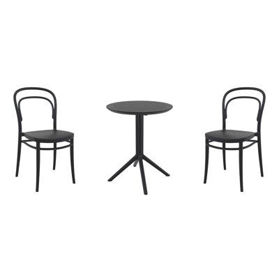 Farrah 24'' Round 2 - Person Bistro Set with Rounded Stacking Chairs