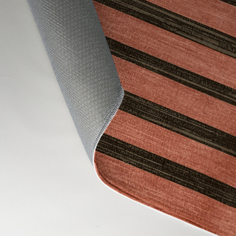 Tapis intérieur / extérieur brun HorizontalStripes, Rectangle 9 pi x 12 pi