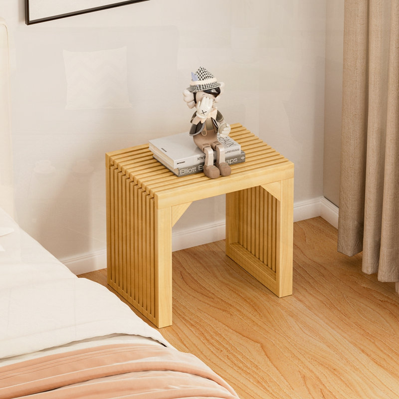 Console étroite en bois massif, Naturel, H 16,92 po x l 17,71 po x P 12,99 po