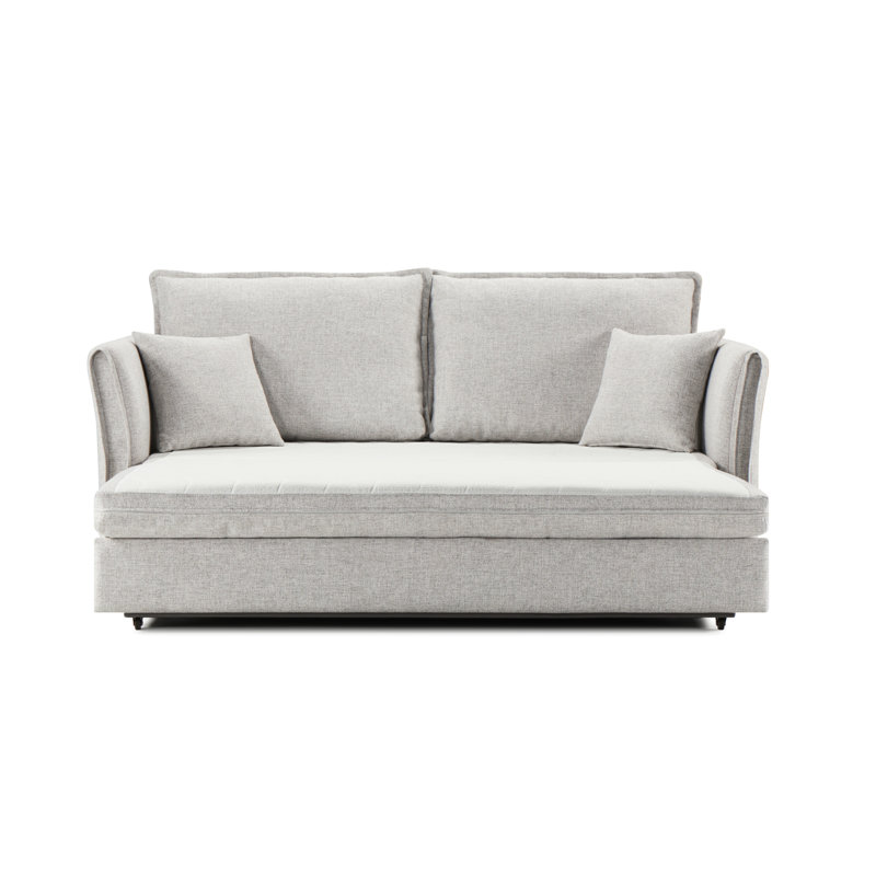 Sophisticated Gray Chenille Sectional With Sleeper And Practical Storage Modern Spacious Areas