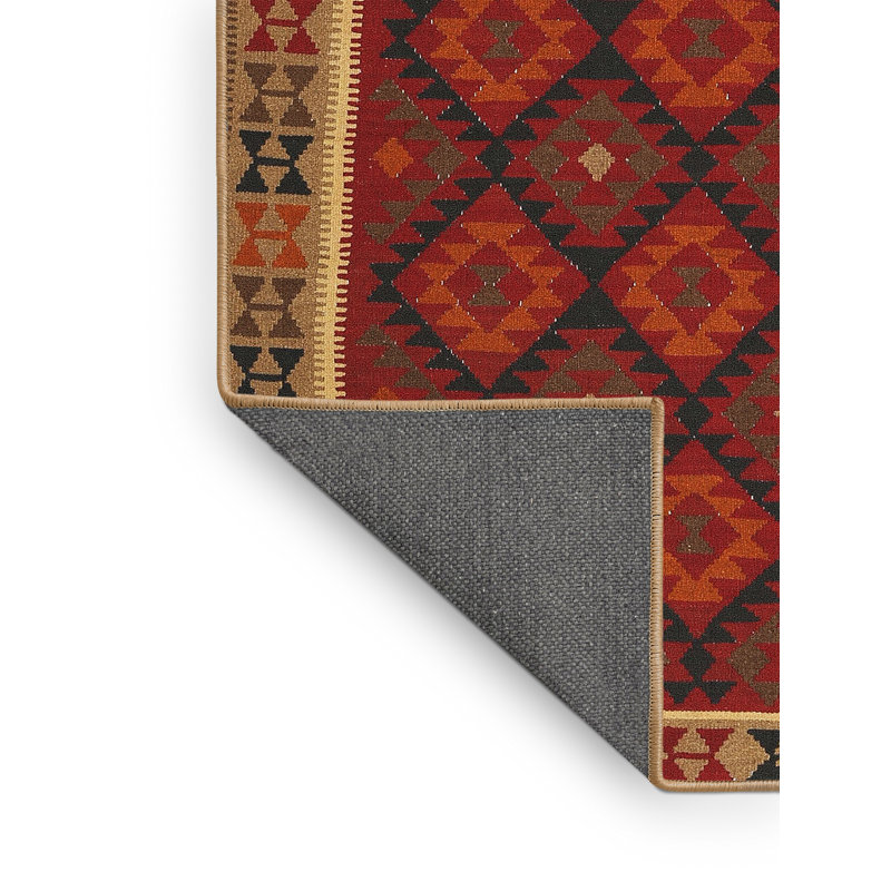 Tapis brun/rouge pourpre/zone noire, Rectangle 6 pi 0 po x 9 pi 0 po